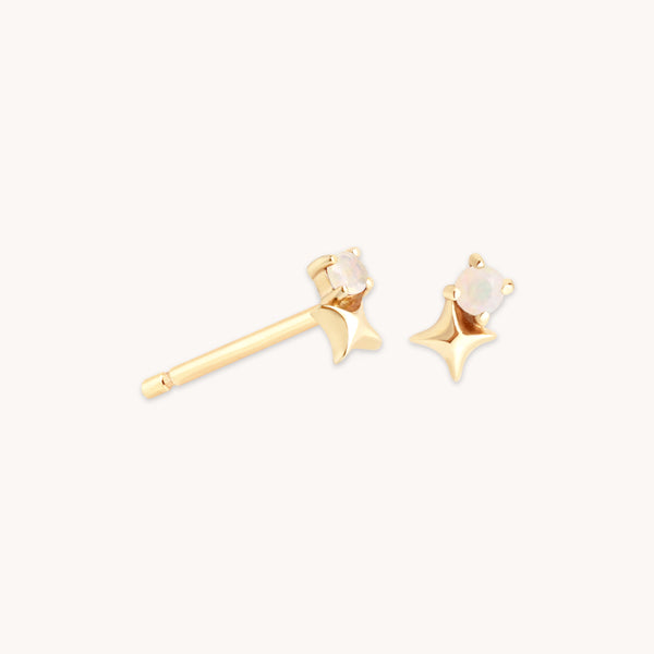 Birthstone Earrings - October Opal Birthstone Earrings in Solid Gold - Stud Earrings - Astrid &amp; Miyu