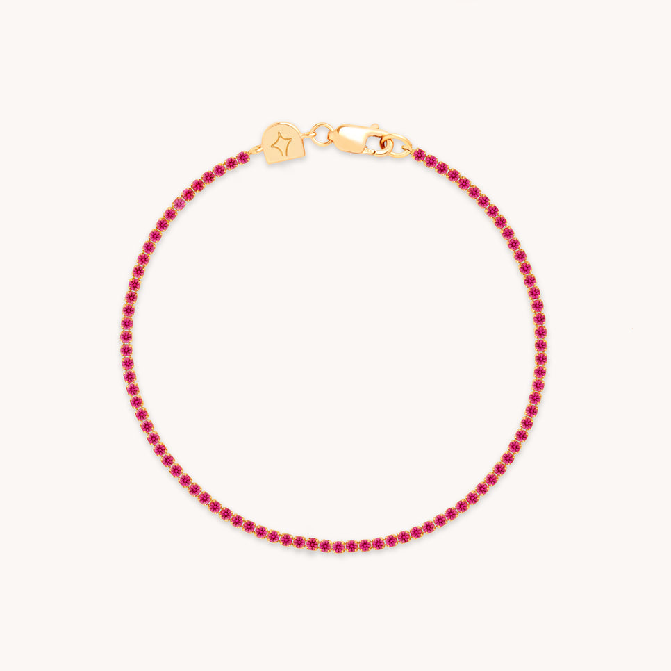 Pink Tennis Chain Bracelet in Gold-Astrid &amp; Miyu