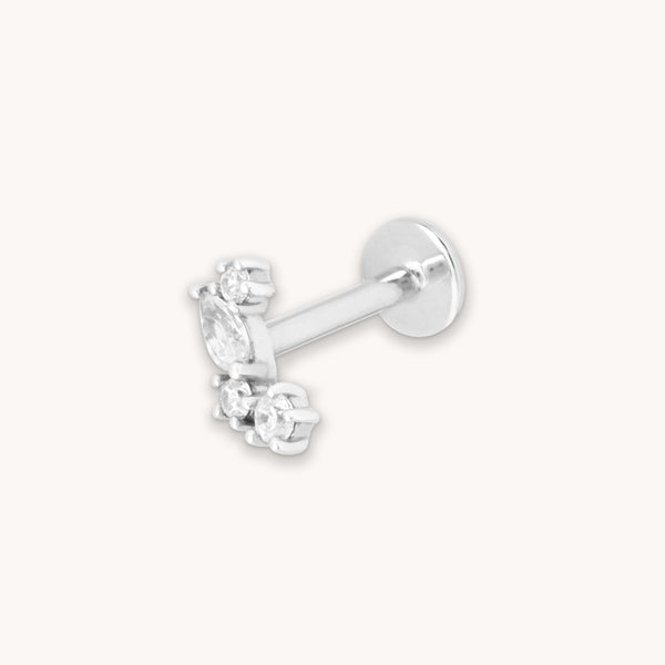 Conch Piercing Jewellery - Cluster Marquise Piercing Stud in Solid White Gold - Piercing Stud - Astrid &amp; Miyu